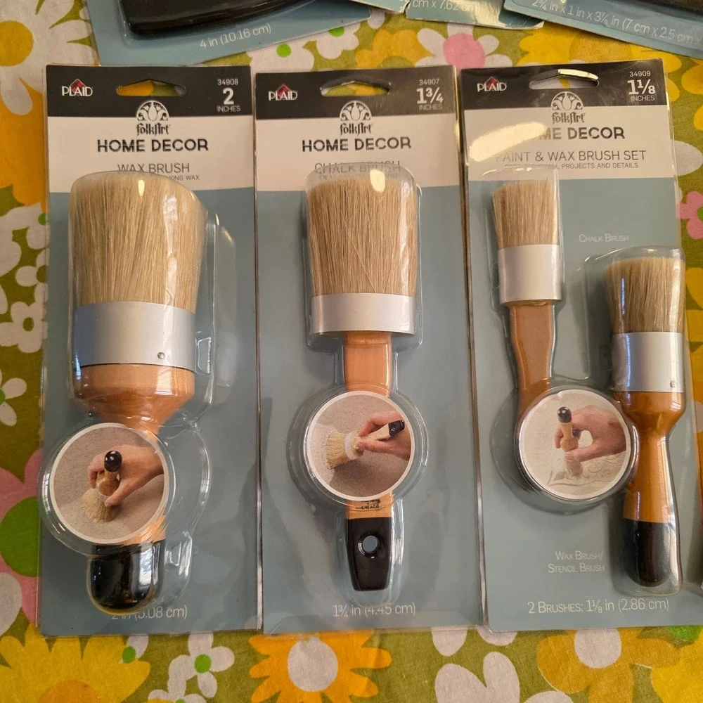 FolkArt Home Decor Chalk Paint Stencil Brush Set Sponge Sanding Block Mixed Lot